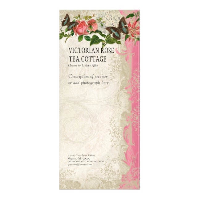 Carte de tarif affaires - Style baroque Rose Vinta (Devant)