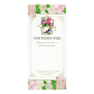 Carte de tarifs d'affaires - fleuriste rose