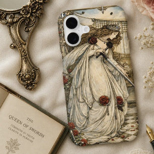 Carte de tarot Reine d'Épées Art Nouveau Vintage
