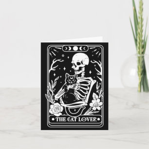 Carte de tarot squelette Les amoureux du chat noir