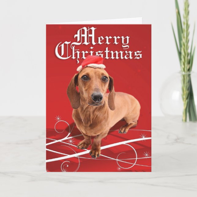Carte de teckel de Joyeux Noël (Devant)