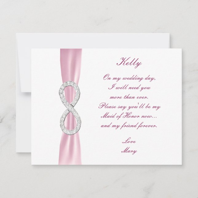 Carte de témoin de mariage Diamant Rose Infini (Devant)