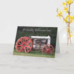 Carte de temps de retraite avec tracteur antique