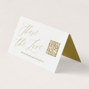 Carte de tente de code QR de mariage or Partagez l