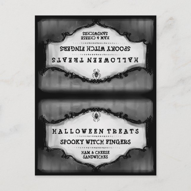Carte de tente Halloween Traitements - Gris & Noir (Devant)