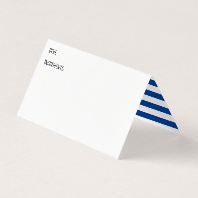 Carte de tente Potluck Plat Recette, Bleu Blancs (Devant)