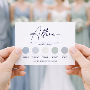 Carte de tenue de mariage bleu poussiéreux   Tenue