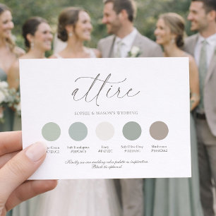 Carte de tenue de mariage vert sauge avec couleur 