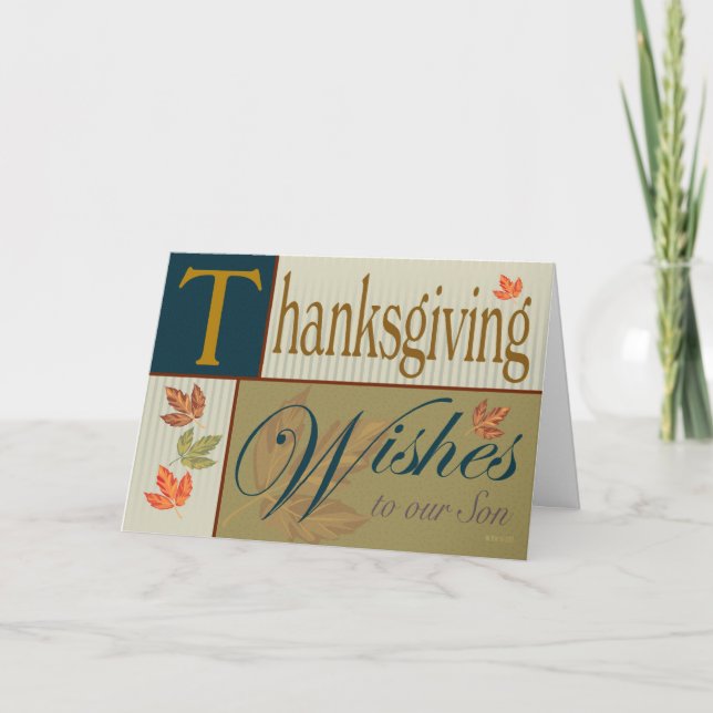 Carte de thanksgiving avec le feuillage d'automne (Devant)