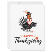 Carte de Thanksgiving avec un dessin animé de dind