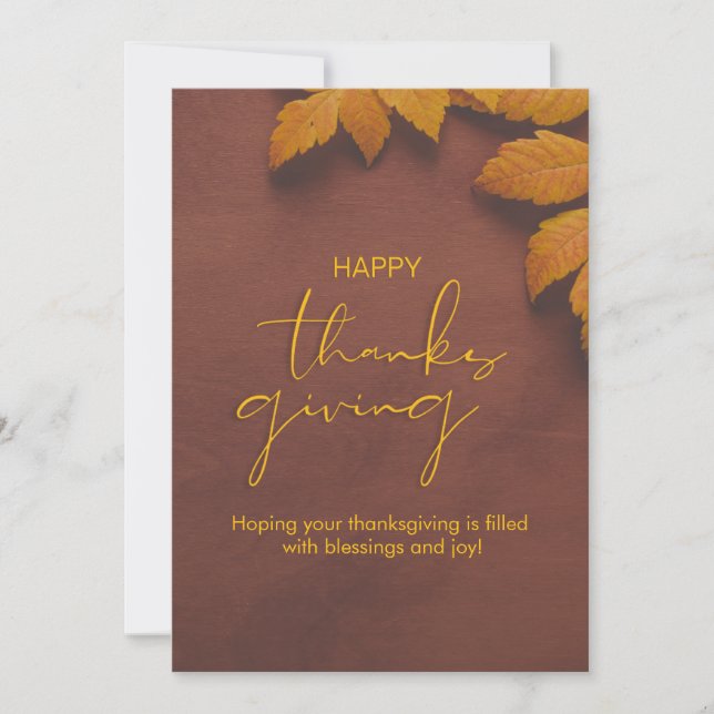 Carte de Thanksgiving Brown et Jaune minimaliste (Devant)