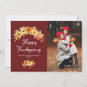 Carte de Thanksgiving florale rustique d'automne