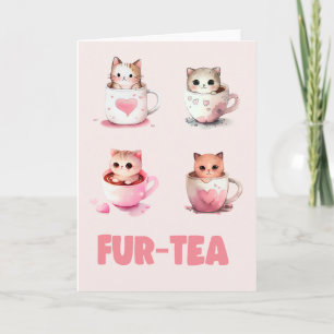 Carte de thé à la fourrure mignonne 30e anniversai
