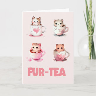 Carte de thé à la fourrure mignonne 30e anniversai