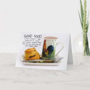 Carte de thé de l'après-midi avec cuisine dire