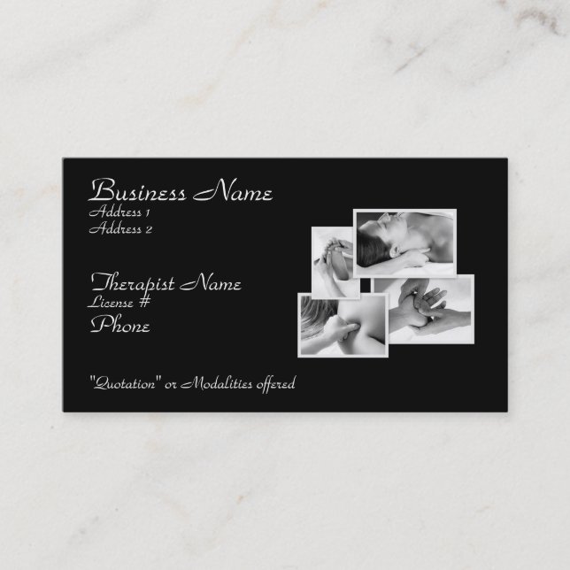 Carte de thérapeute de carrosserie de massage (Devant)