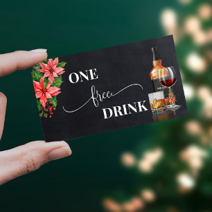 Carte de ticket de boisson gratuite pour Noël Poin