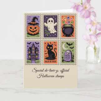 Carte de timbre de livraison Halloween vintage Jeu