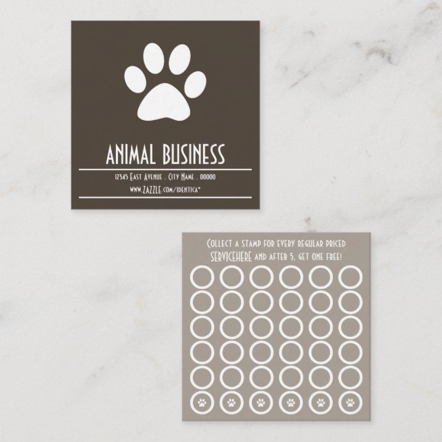 carte de timbre de patte d'animal familier (Devant / Derrière)