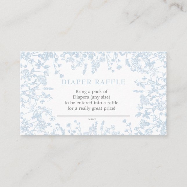 Carte de tombola à couche florale Blue Chinoiserie (Devant)