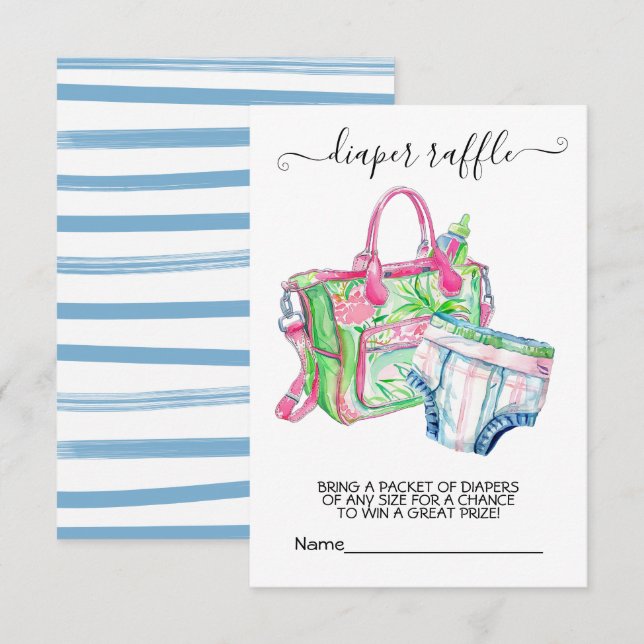 Carte de tombola de Baby shower préppy (Devant / Derrière)
