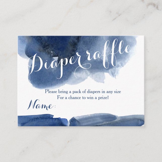 Carte de tombola de couche bleu Watercolor (Devant)