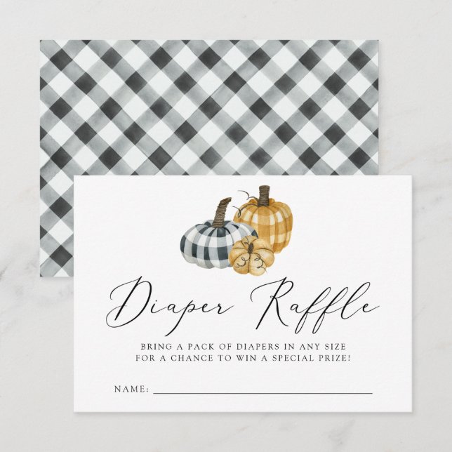 Carte de tombola de couche pour Baby Shower Plaid  (Devant / Derrière)