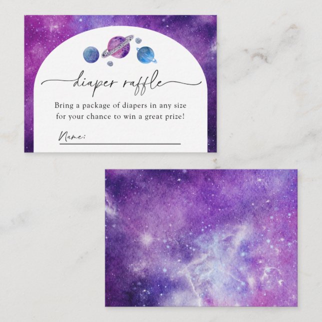 Carte de tombola de couche spatiale | Baby Shower  (Devant / Derrière)