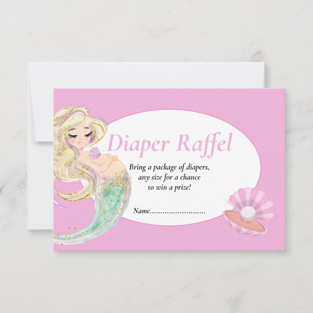 Carte de tombola Sirène Rose pour Couches pour Bab (Devant)