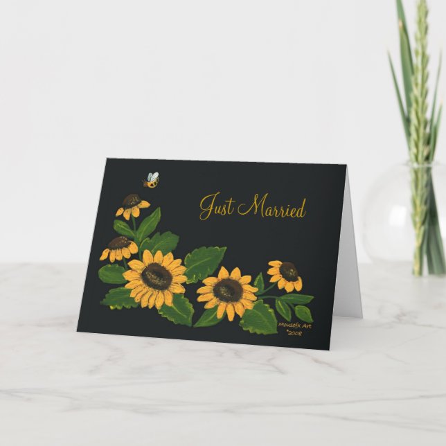 Carte de tournesol juste marié (Devant)