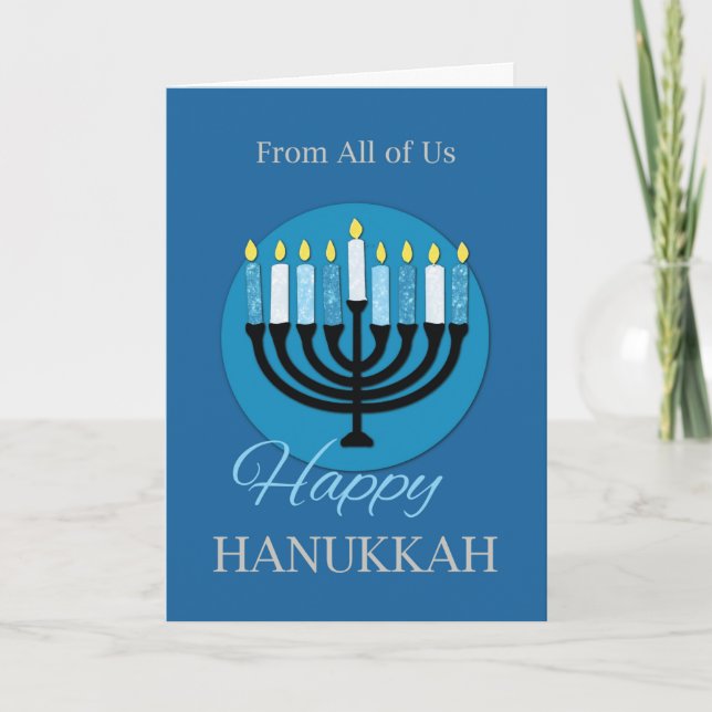 Carte De tous les nous Hanoukka Menorah sur Dark Blue (Devant)