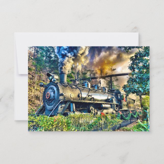 Carte de train à vapeur de Noël (Devant)