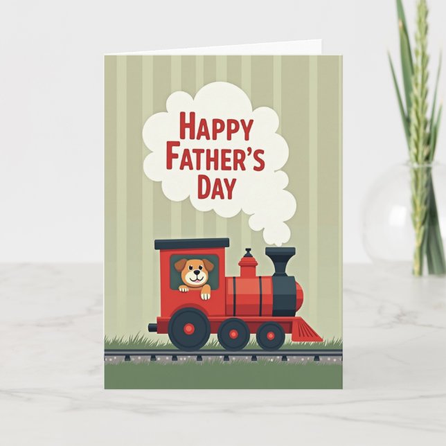 Carte de train pour la fête des pères avec un chie (Devant)