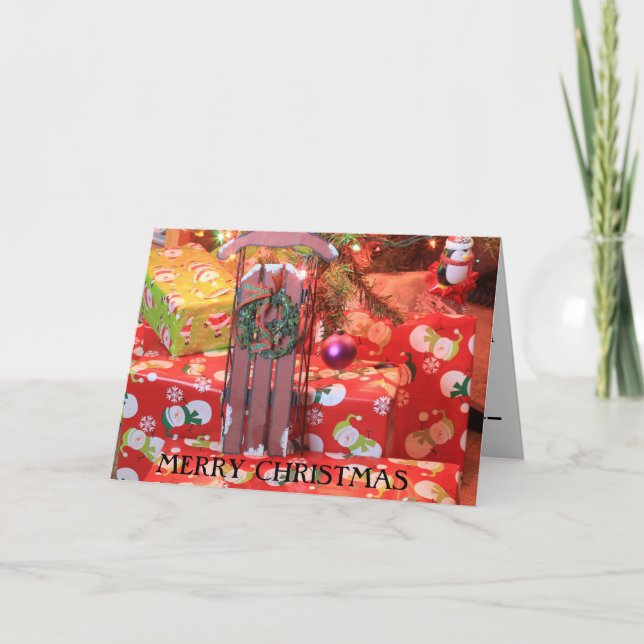 Carte de traîneau de Noël en gros plan (Devant)