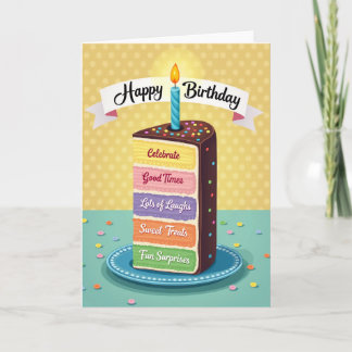 Carte de tranche de gâteau de célébration