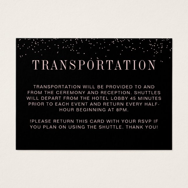 Carte de transport Mariage moderne noir rose (Devant)