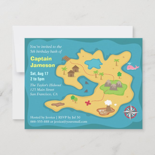 Carte de trésor d'île, fête d'anniversaire de (Devant)