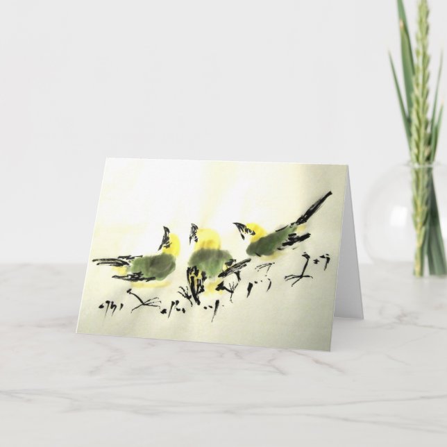 Carte de trois oiseaux (Devant)