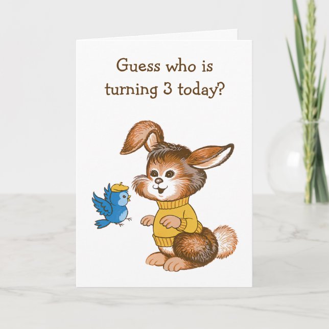 Carte de troisième anniversaire de Bunny et Bluebi (Devant)
