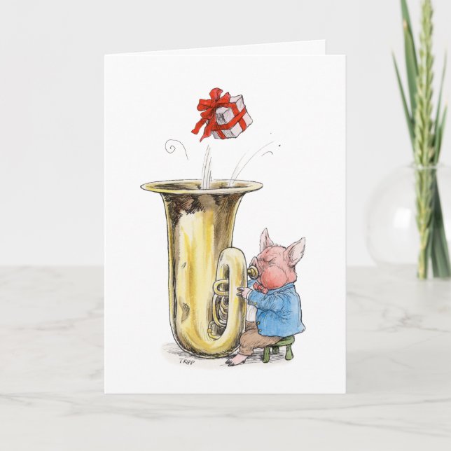 Carte de tuba-soufflement de porc de joyeux (Devant)
