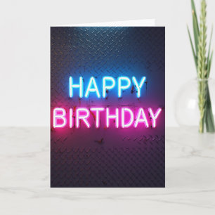 Carte de tubes néon pour anniversaire doux