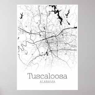 Carte de Tuscaloosa - Alabama - Poster de la carte