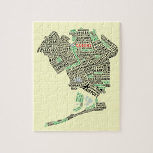 Carte de typographie de Queens NYC Jigsaw Puzzle