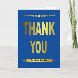 Carte de typographie or bleu Merci moderne