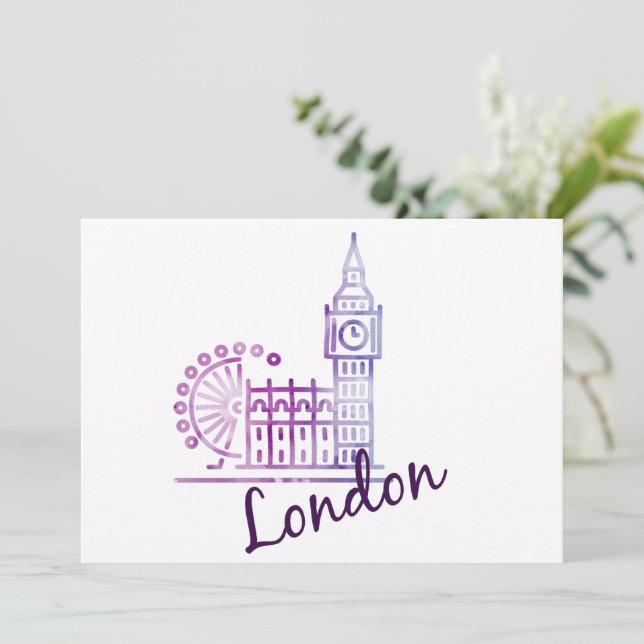 Carte de vacances à l'aquarelle de Big Ben à Londr (Debout devant)