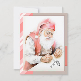 Carte de vacances à plat père Noël Watercolor