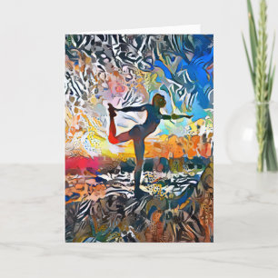 Carte de vacances Abstraite colorée Yoga Pose
