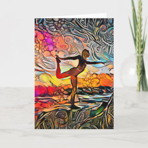 Carte de vacances Abstraite colorée Yoga Pose