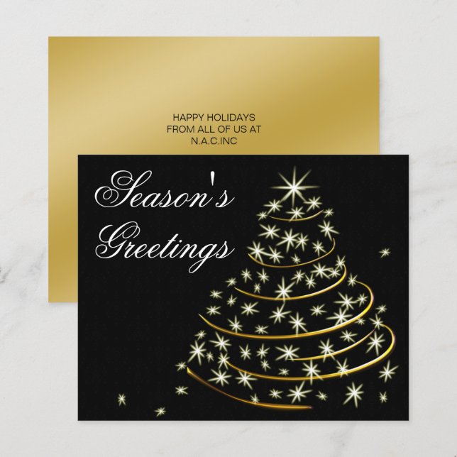 Carte de vacances Arbre de Noël Noir Budget (Devant / Derrière)