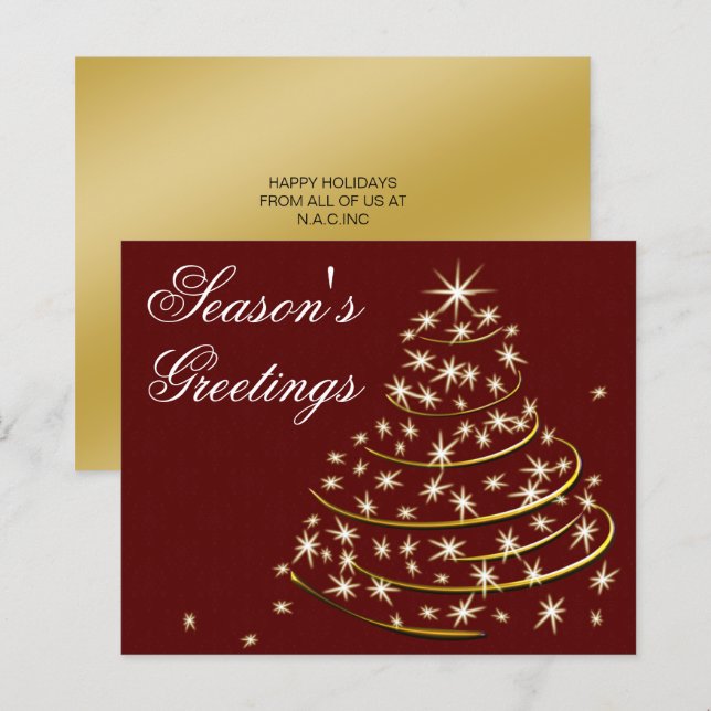 Carte de vacances Arbre de Noël Rouge Budget (Devant / Derrière)